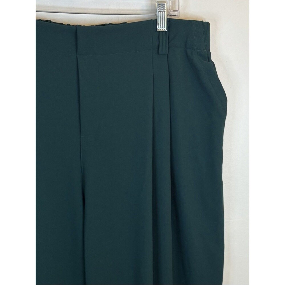 HALARA Flex High Waisted Wide Leg Pull On Green Waffle Dress Pant 1X Work Casual - Picture 4 of 10